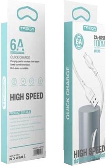Treqa CA-8751 Редовна USB 2.0 до микро USB кабел 1м (30502115) 1бр