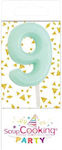 Birthday Candle Number "9" in Light Blue Color