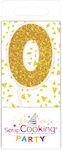 Birthday Candle Number "0" in Gold Color