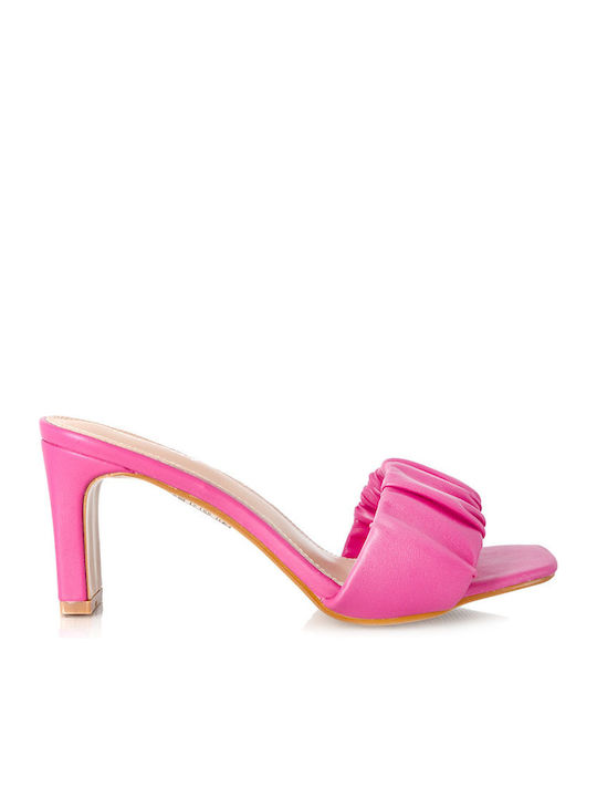 Malesa Chunky Heel Mules Fuchsia