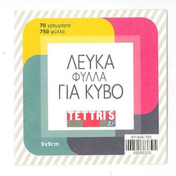 Tettris Stickers Memo Pads in Cube White 9x9cm Tettris Stickers Memo Pads in Cube White 9x9cm