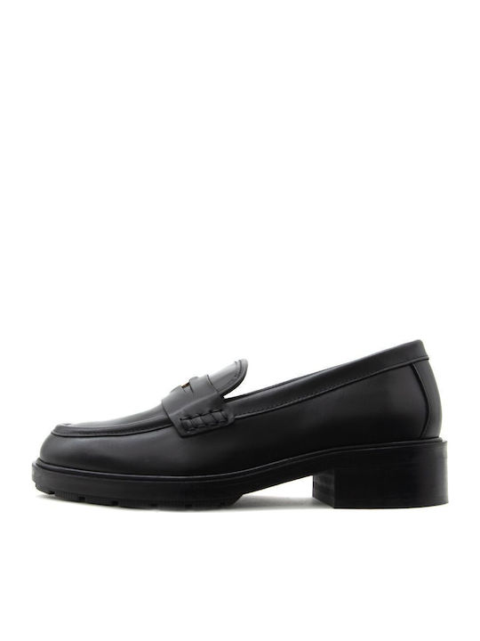 Δερμάτινα Γυναικεία Loafers σε Μαύρο Χρώμα