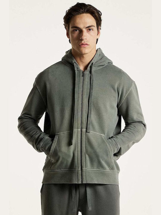 Dirty Laundry Men's Sweatshirt Jacket with Hood and Pockets Gray