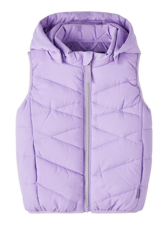 Kinder Steppjacke Ärmellos Kurz mit Kapuze Flieder