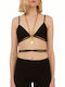 Milkwhite Women's Summer Crop Top with Straps Black