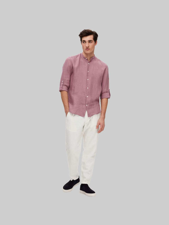 Selected Men's Shirt Long Sleeve Linen Pink