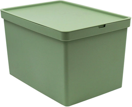 Plastic Storage Box with Lid Green 35.5x25.5x22cm