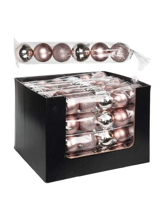 Hängendes Kugel Ornament Ornament Kunststoff Rosa 7cm Set 6Stück