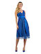 Bellino Summer Midi Evening Dress with Tulle Blue