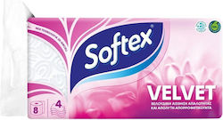 Softex Velvet Χαρτί Υγείας 4φύλλων 8άρι 0,824kg