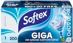 Softex Giga Χαρτοπετσέτες Λευκές 200φύλλων 180 +20 Δώρο 0,306kg