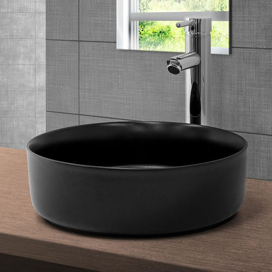 ML-Design Επικαθήμενος Νιπτήρας Κεραμικός 36x36x12cm Μαύρος