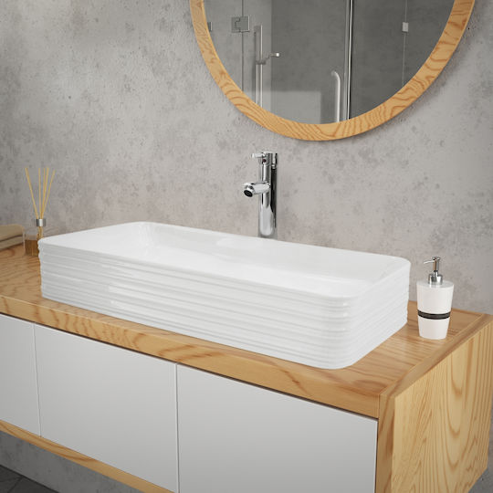 ML-Design Aufgesetztes Waschbecken Keramik 68x38x12cm Weiß