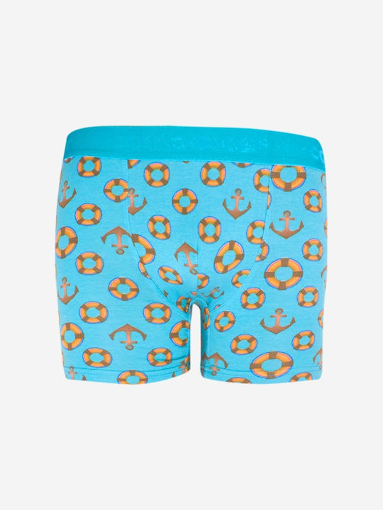 CotBoxer Men's Boxer Turquoise with Patterns