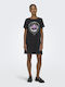 Life Καλοκαιρινό Mini T-shirt Φόρεμα Black Lotus