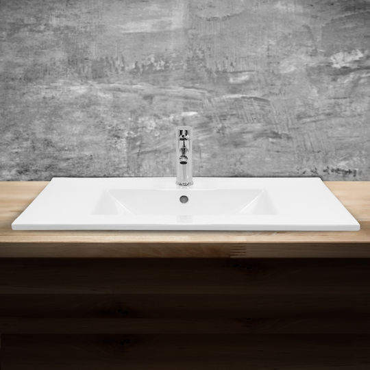 ECD Germany Încorporat / Deasupra Blatului Chiuvetă Ceramică 81x46.5x17.5cm Alb