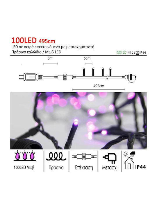 100 Lichterketten LED 3m. Rosa in Zeichenfolge 1Stück