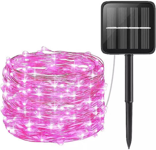 100 Λαμπάκια LED 10μ. Ροζ Ηλιακά σε Σειρά