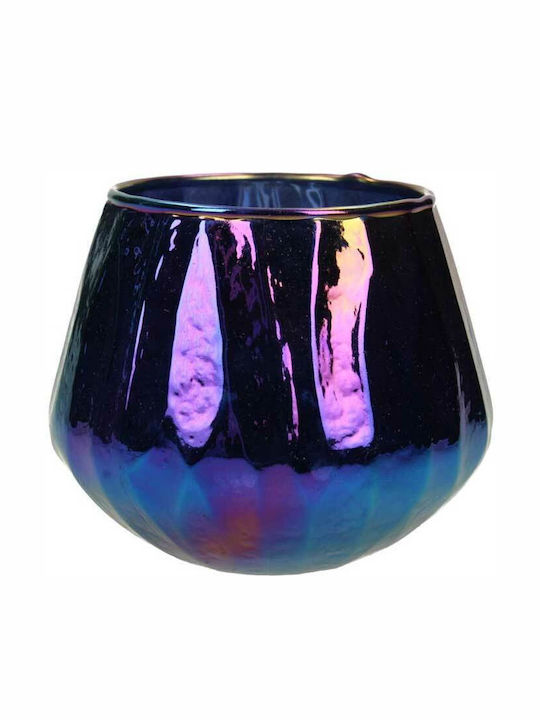 Christmas Glass Purple Candlestick 9x9cm