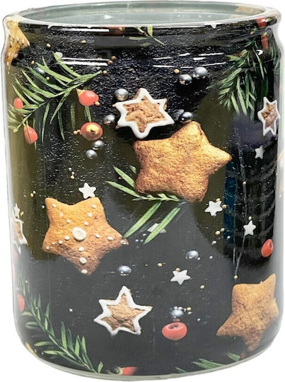 Bolsius Christmas Glass Black Candle 8.2x6.8cm
