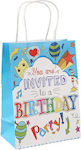 Happy Birthday Papier Tasche für Geschenke Blau 21x11x27cm.