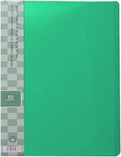 Clipboard Flexible with 50 plastic sleeves Slides for Paper A4 Green 1pcs