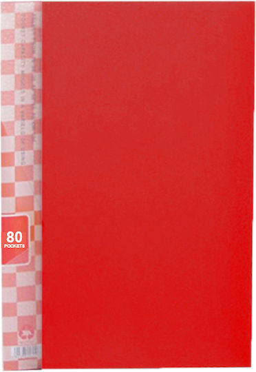 Clipboard Flexible with 80 plastic sleeves Slides for Paper A4 Red 1pcs