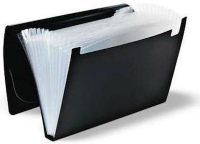 Clipboard Flexible with 12 plastic sleeves Slides Accordion for Paper A5 Black 1pcs