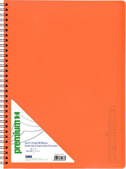 A&G Paper Clipboard Flexible with 60 plastic sleeves Slides for Paper A4 Orange 1pcs