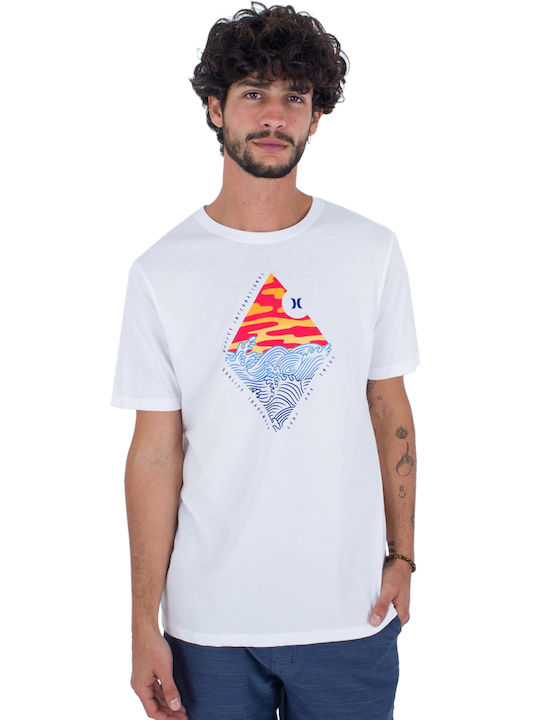 Hurley T-shirt Bărbătesc cu Mânecă Scurtă Alb