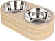 Present Time Metallic Bowl Food & Water for Dog & Cat with Base 2x in Beige Color 2pcs