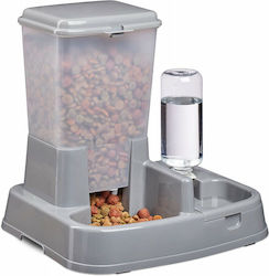 Relaxdays Plastic Dog Waterer / Feeder with Stand 4lt Gray