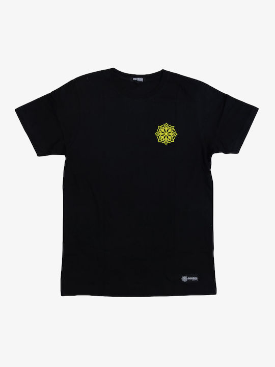 Mandala T-shirt Bărbătesc cu Mânecă Scurtă Negru