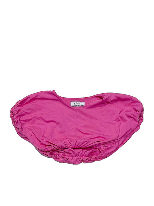 Kinder-Crop-Top Kurzarm Fuchsie