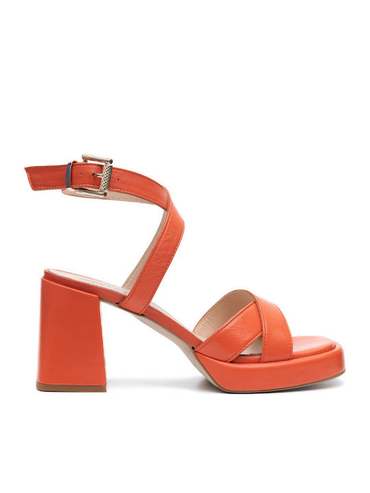 Leder Sandalen Orange