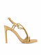 Kat Maconie Leather Women's Sandals Gold with Thin High Heel