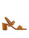 Leather Women's Sandals Tabac Brown