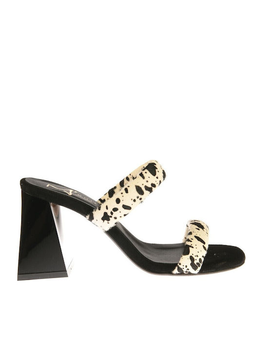 Din piele Sandale Black White Poni