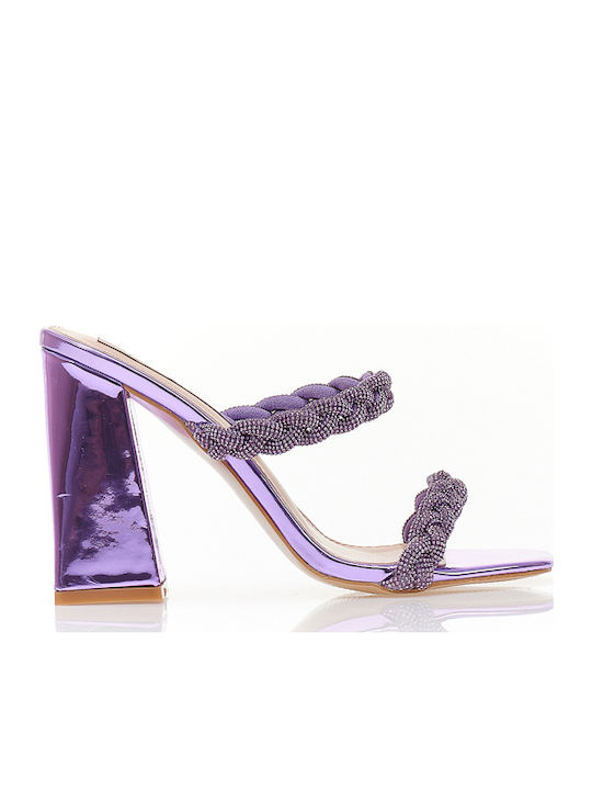 Tsoukalas Sandalen mit Strass Lila