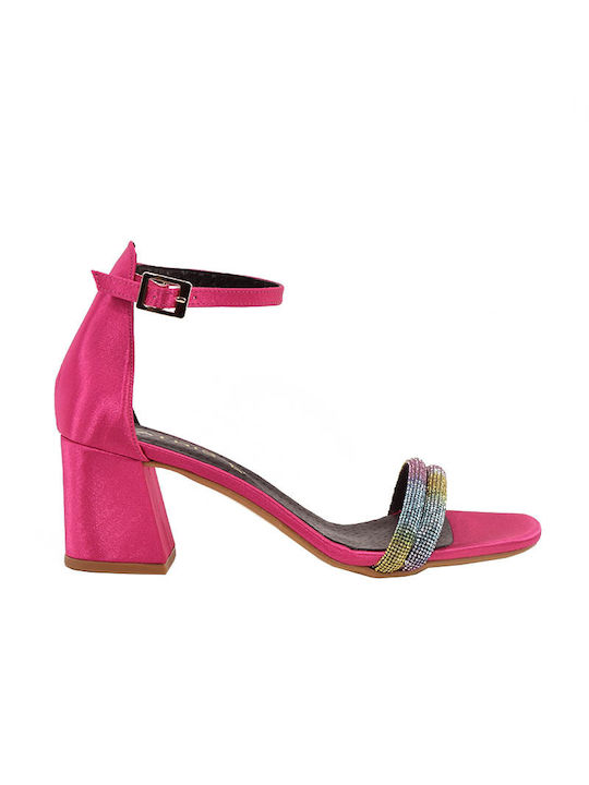 Piedini Fabric Women's Sandals with Ankle Strap Fuchsia