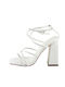 Diamantique Synthetic Leather Women's Sandals White with Chunky High Heel