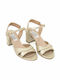 Politis shoes Leder Damen Sandalen Anatomisch mit Chunky mittlerem Absatz in Gold Farbe