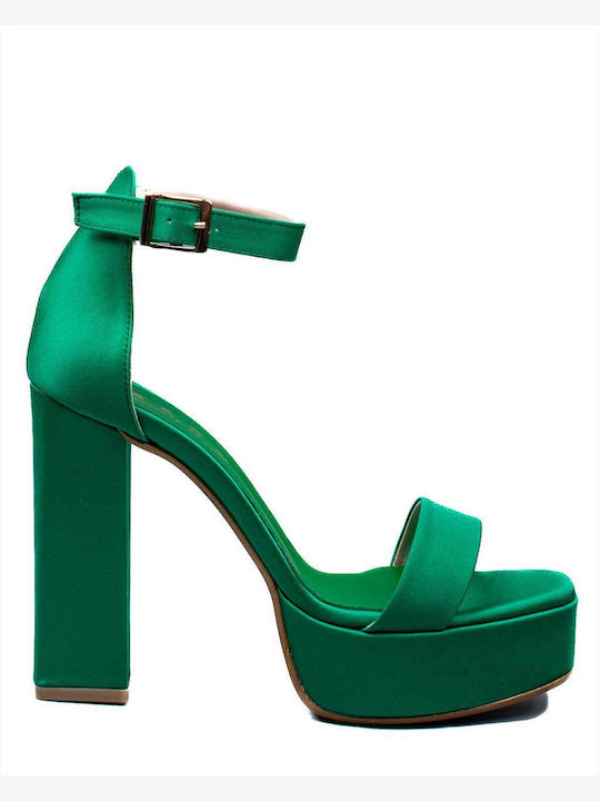 Zakro Collection Platform Women's Sandals with Ankle Strap Green