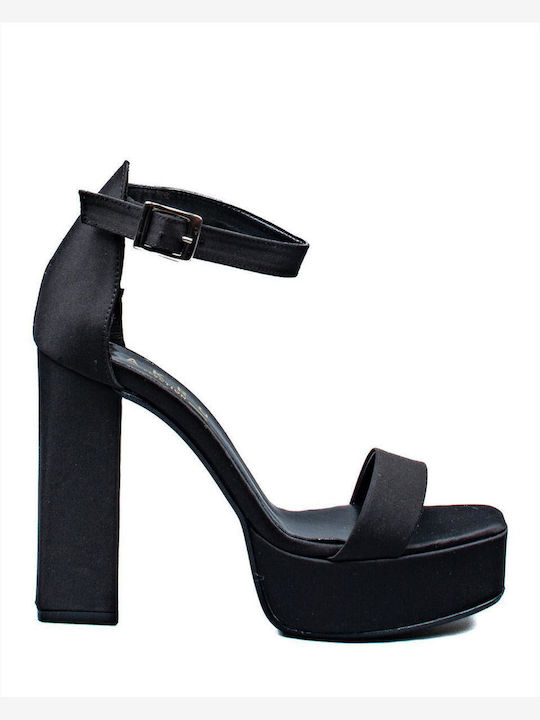 Zakro Collection Platform Women's Sandals with Ankle Strap Black 0002M