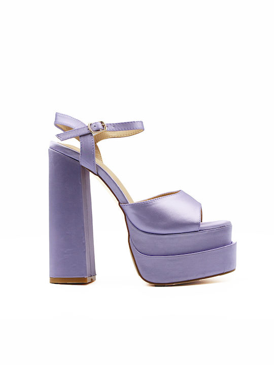 Mia Platform Women's Sandals with Ankle Strap Purple