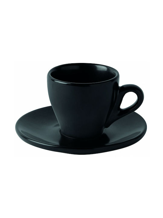 Ceramic Cappuccino Cup Set 200ml Black 6pcs