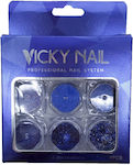 Vicky Glitter for Nails in Blue Color 6pcs