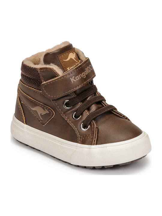 Kangaroos Παιδικά Sneakers High με Σκρατς Καφέ