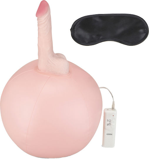 Lux Fetish Inflatable Sex Ball With Vibrating Realistic Dildo BDSM Accessory σε Ροζ Χρώμα