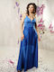 Bellino Καλοκαιρινό Maxi Φόρεμα για Γάμο / Βάπτιση Σατέν Μπλε
